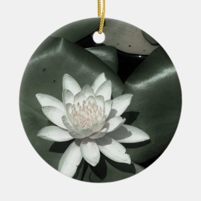 white light  pink lotus water lily flower ceramic tree decoration (Front)