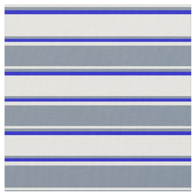 White, Light Slate Grey & Blue Pattern Fabric (Close Up)