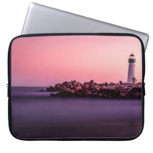 WHITE LIGHTHOUSE ON ROCKY SEASHORE LAPTOP SLEEVE