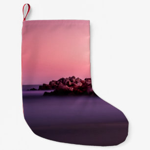 WHITE LIGHTHOUSE ON ROCKY SEASHORE SMALL CHRISTMAS STOCKING