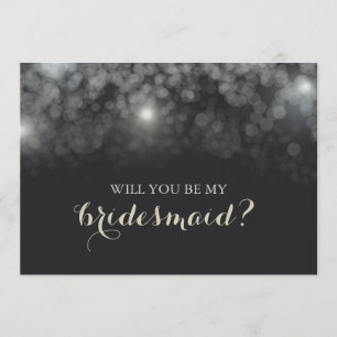 White Lights Sparkle Will You Be My Bridesmaid Invitation