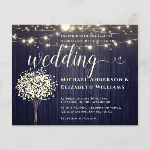 White Lights String  & Natural Rustic Wood wedding Flyer