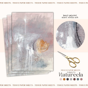 White & Lilac abstract art Tissue Paper