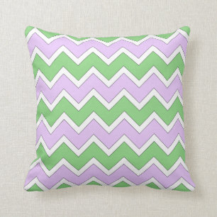 White, Lilac and Green Chevron Pillow