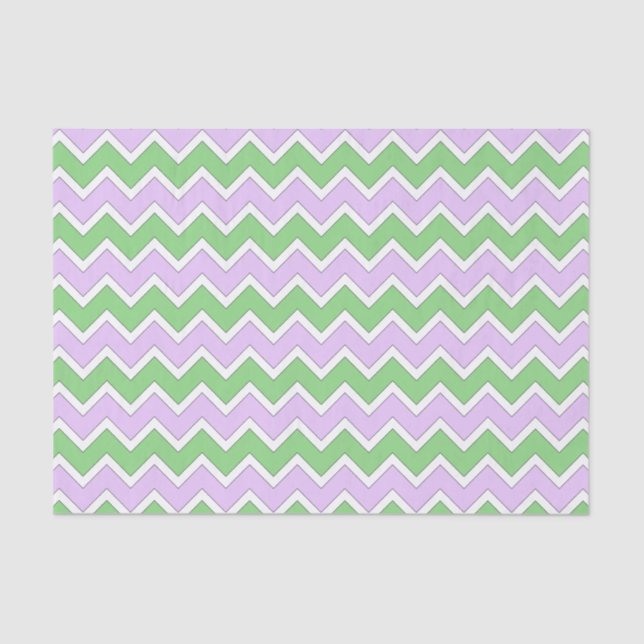 White, Lilac and Green Chevron Tissue Paper (Front)