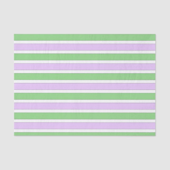 White, Lilac and Green Stripes Tissue Paper (Front)