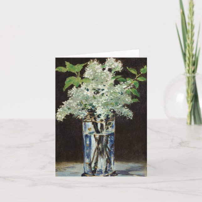 White Lilacs in a Crystal Vase by Edouard Manet Thank You Card (Front)