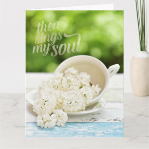 White Lilacs Spring flowers Stilllife Floral Text Card
