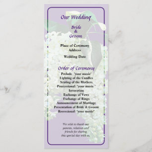 White Lilacs Wedding Program Programme