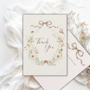 White Lilacs Whimsical Vintage Ribbon Wedding  Thank You Card