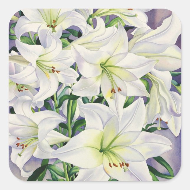 White Lilies 2008 Square Sticker (Front)
