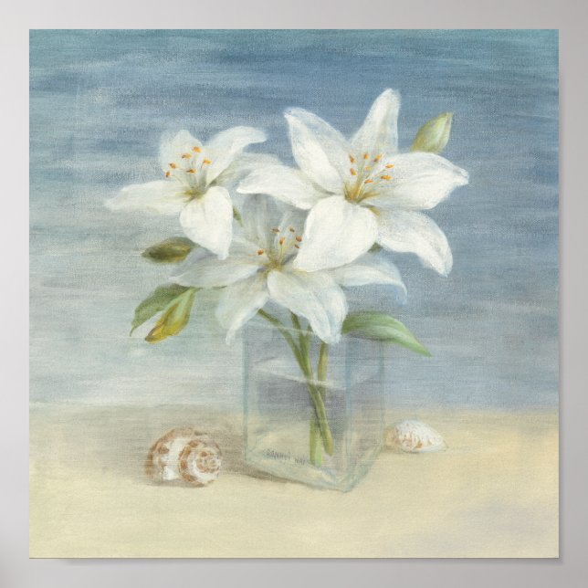 White Lilies and Shells Poster (Front)