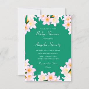 White Lilies Baby Shower Invitation Template