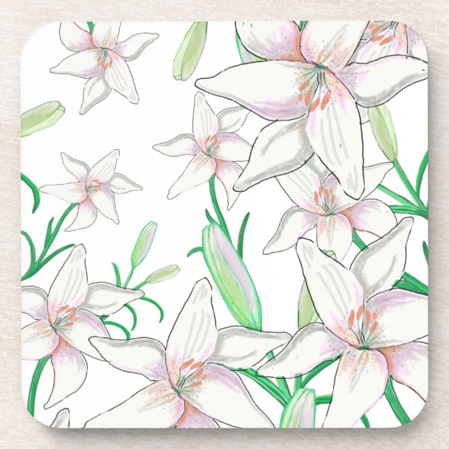 White Lilies  Coaster (Front)