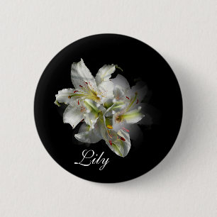 White Lilies Fantasy 6 Cm Round Badge