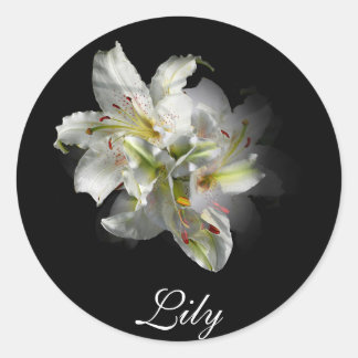White Lilies Fantasy Classic Round Sticker