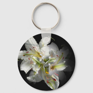 White Lilies Fantasy Key Ring