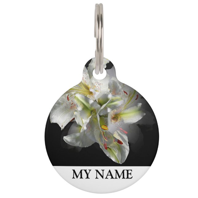 White Lilies Fantasy & Pets Name Pet Tag (Front)