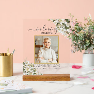 White Lilies Floral Funeral Celebration of Life Acrylic Sign