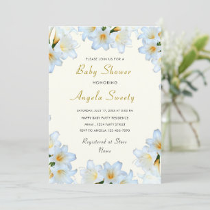 White Lilies Flowers Baby Shower Invitation