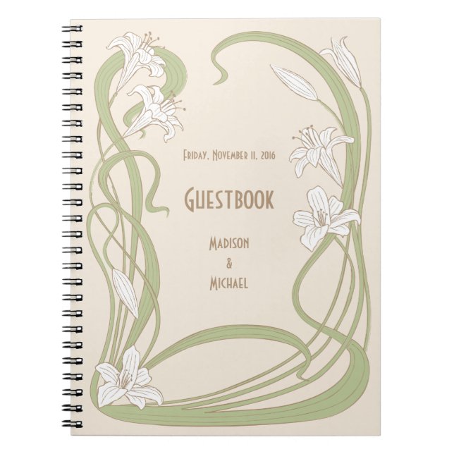 White Lilies Guestbook Notebook (Front)