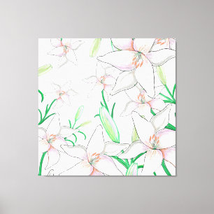 White Lilies Illustration  Canvas Print