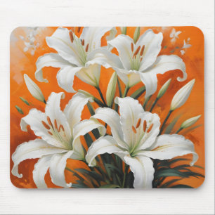 White lilies illustration mouse mat