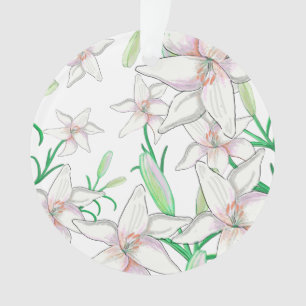 White Lilies Illustration  Ornament