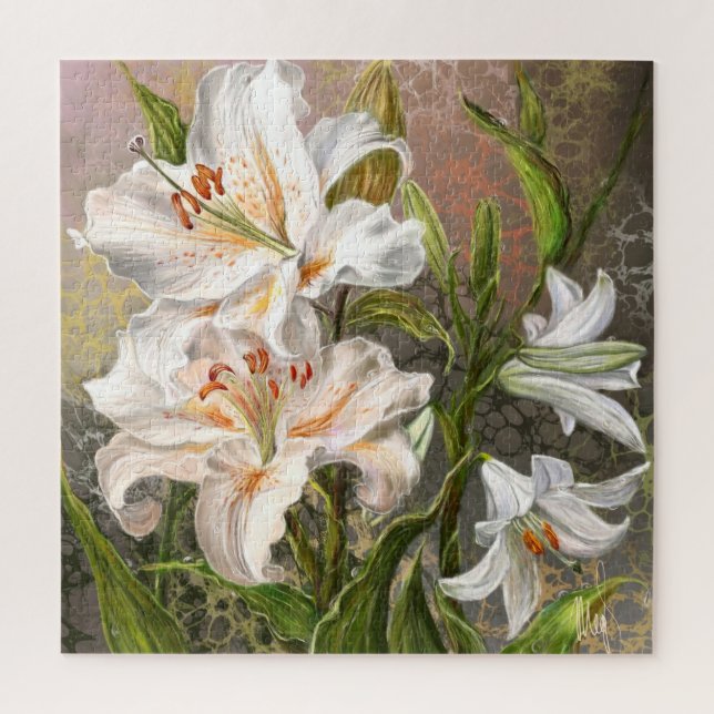 White Lilies Jigsaw Puzzle (Vertical)