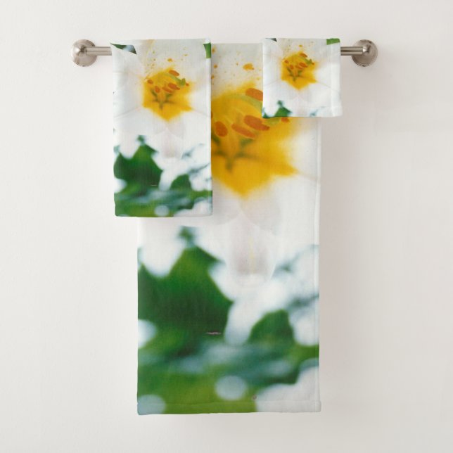 White Lilies - Lily Flower Lilium candidum  Bath Towel Set (Insitu)