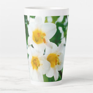 White Lilies - Lily Flower Lilium candidum  Latte Mug