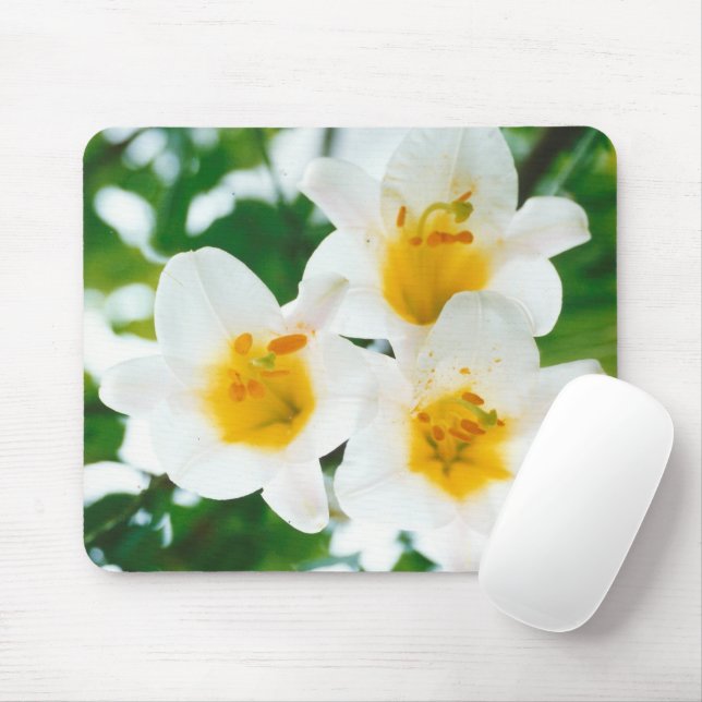 White Lilies - Lily Flower Lilium candidum  Mouse Mat (With Mouse)