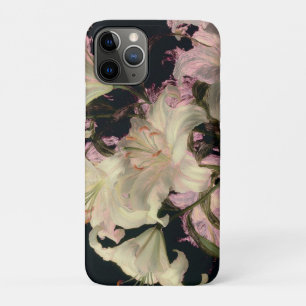 White Lilies on a Dark Background Floral Art iPhone 11 Pro Case