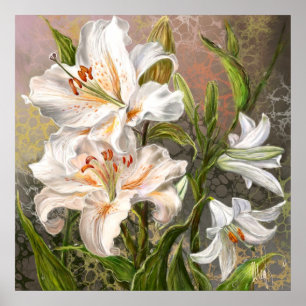 White Lilies Poster