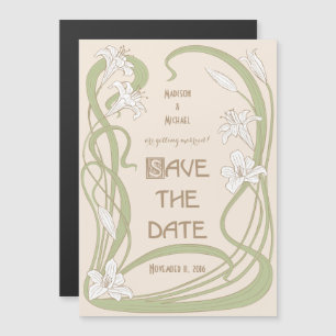 White Lilies Save The Date Magnetic Invitation