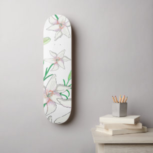 White Lilies  Skateboard
