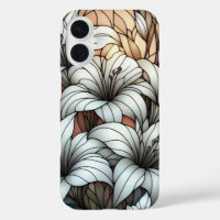 White Lilies Stain Glass Window Effect