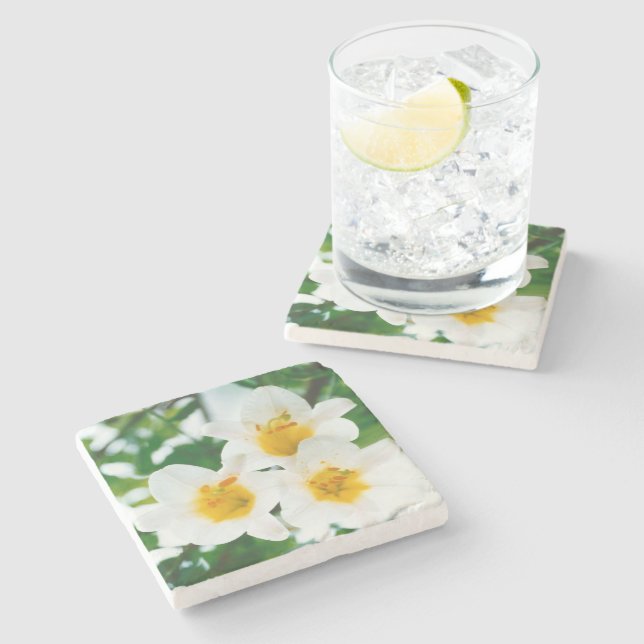 White lilies -  Symbol of love  Stone Coaster (Side)