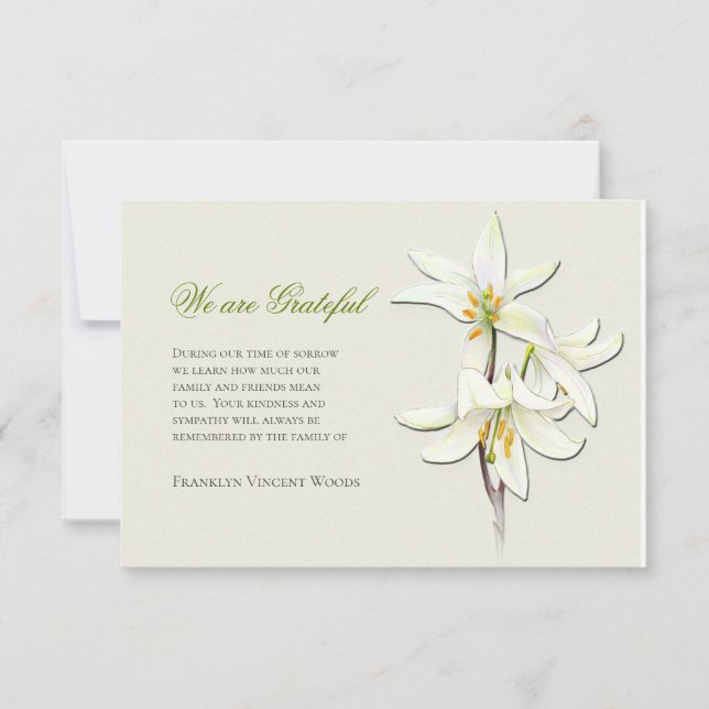 White Lilies Thank You Card (Front)