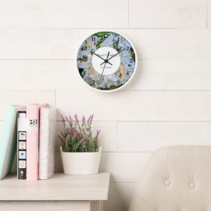 White Lilies Wedding Couple Names Floral Clock