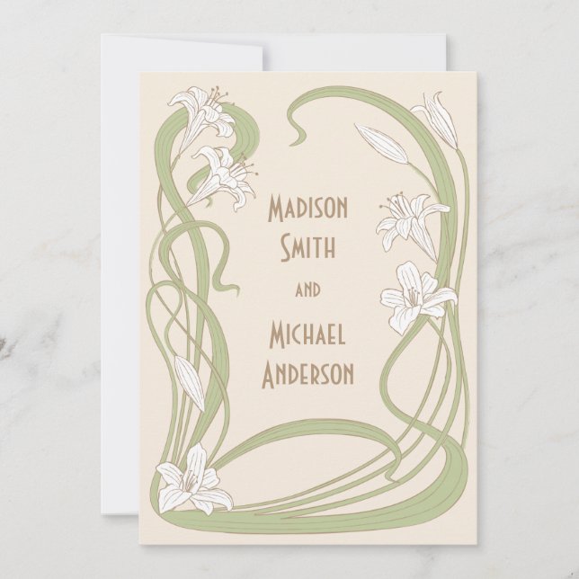 White Lilies Wedding Invitation (Front)