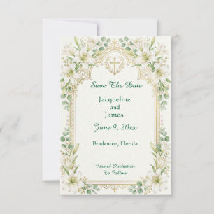 White Lilies Wedding Save The Date