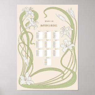 White Lilies Wedding Seating Chart 10 Tables