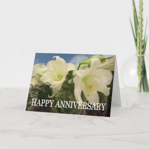 White lillies anniversary card