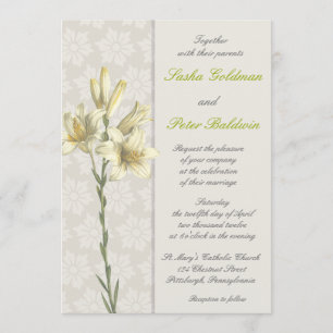 White Lillies Floral Wedding Invitation