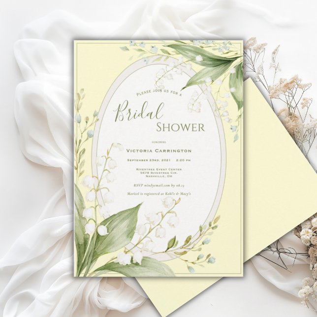 White Lillies of the Valley Yellow Bridal  Invitation (Creator Uploaded)