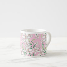White Lillies on Pink Background Illustration
