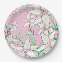 White Lillies on Pink Background Illustration   