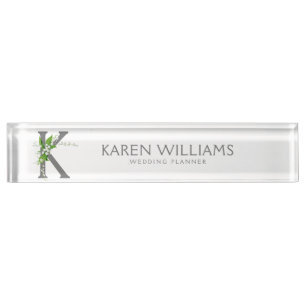 White Lilly Bouquet Floral Monogram Nameplate
