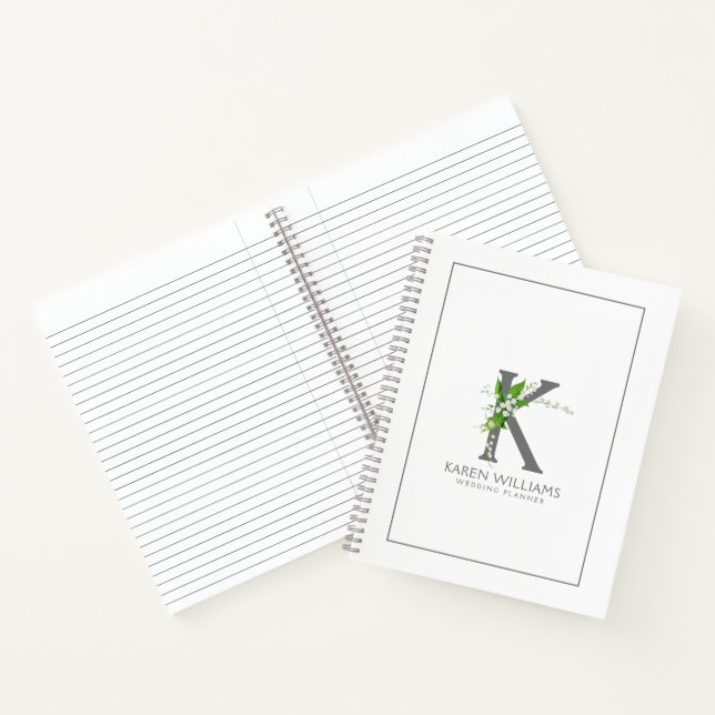 White Lilly Customisable Floral Monogram Notebook (Inside)